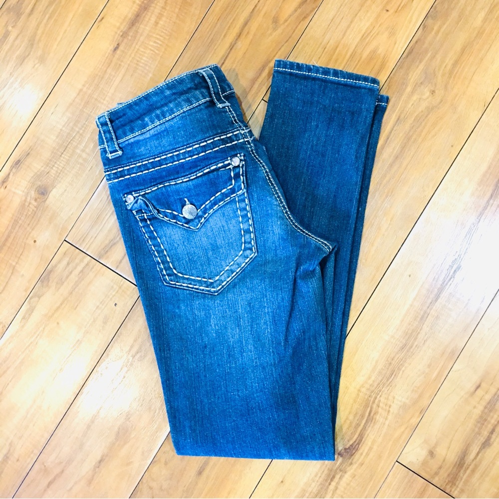 Paisley sky crop ankle denim blue skinny jeans medium rinse whiskered 4